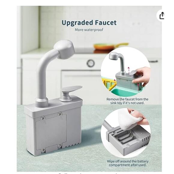 Play Sink with Running Water, Cutting Food&Play Dishes GREEN - Picture 6 of 7